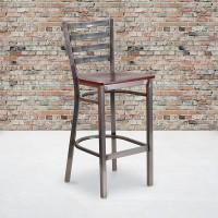 Flash Furniture XU-DG697BLAD-CLR-BAR-MAHW-GG Clear Restaurant Barstool in Clear Mahogany